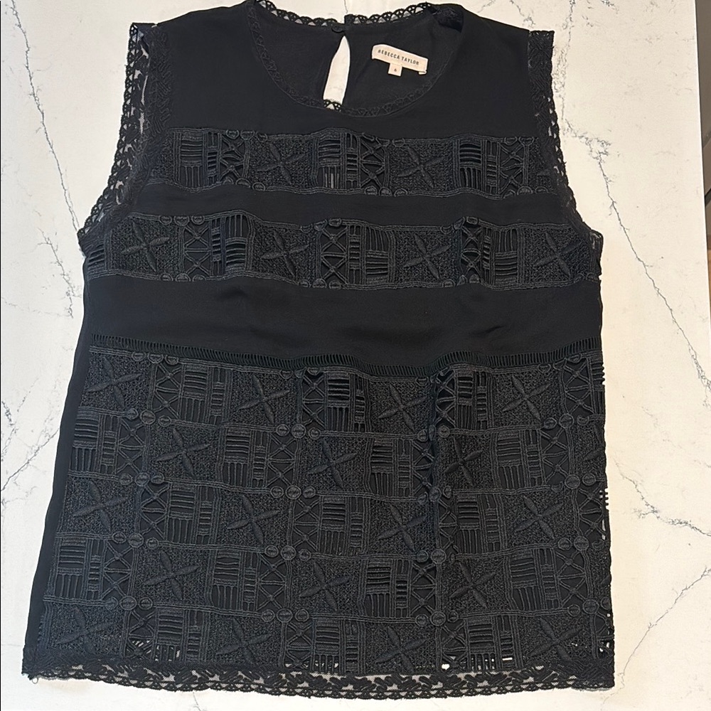 Rebecca Taylor Black Boxy Embellished Blouse